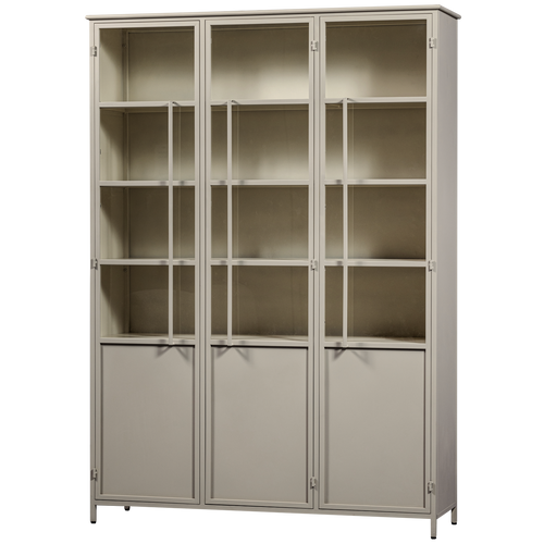 WOOOD 3-deurs vitrinekast XL Exhibit - Metaal - Zand - 200x140x44