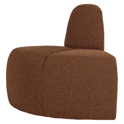 WOOOD eetbank hoek rond rugleuning Mojo - Bouclé - Roestbruin - 83x100x74