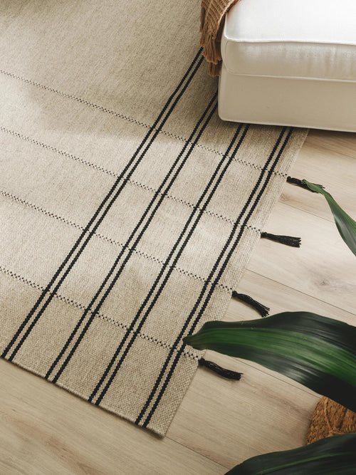 benuta wollen vloerkleed Kambiz - beige/zwart - 120x170 cm