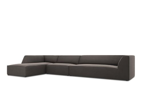 Micadoni linker hoekbank Ruby 5-zits, flueel, donkergrijs - 180x366x69cm