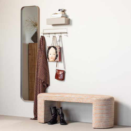 WOOOD gestoffeerd bankje Jacob - Streep Dessin - Lichtbruin - 46x130x46
