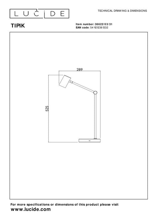 Lucide tafellamp TIPIK - Geïntegreerde LED - Wit - vtwonen shop