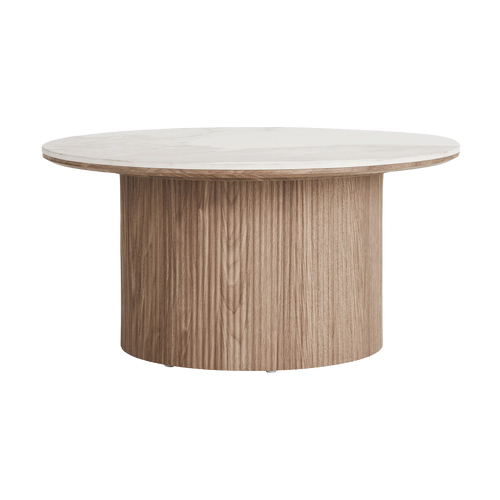 Artichok Ronda Salontafel Met Keramiek Blad Bruin - Ø 80 x 40 cm