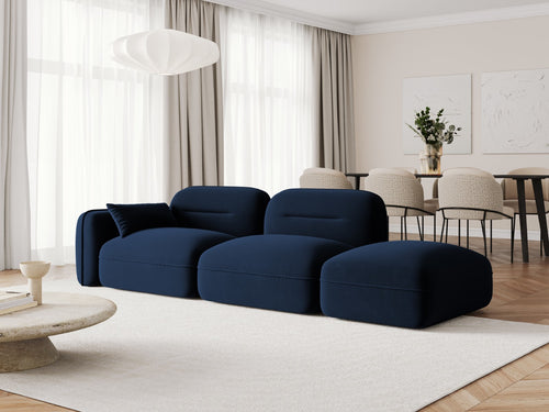 Cosmopolitan Design Rechte modulaire bank Sydney 3-zits, flueel, koningsblauw - 90x295x70cm