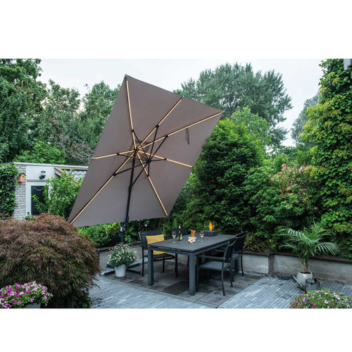 Hawaii Lumen parasol - 300x300 cm - carbon black - zand