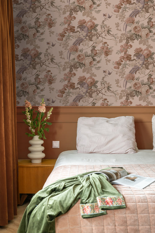 ESTAhome behang bloemen en vogels oudroze - 50 x 900 cm - 139809 - vtwonen shop