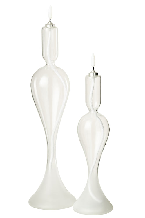 J-Line kaars - glas - transparant - large - LED lichtjes - vtwonen shop