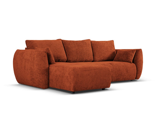 Cosmopolitan Design Uitklapbare hoekbank links met opbergdoos Matera 4-zits, chenille, terracotta - 173x253x86cm