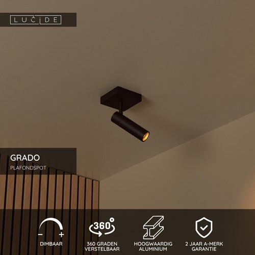 Lucide plafondspot GRADO - 1xGU10 (MR11) - Zwart