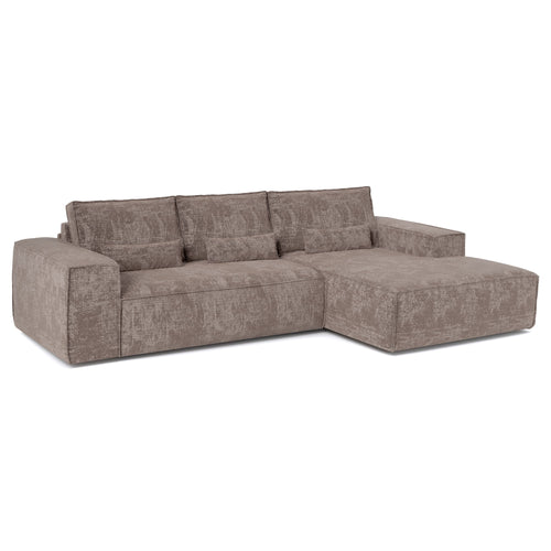 Premium Interiors - Rechthoekige hoekbank met snelle slaapfunctie JUNE - gewaafd fluweel mol 320cm