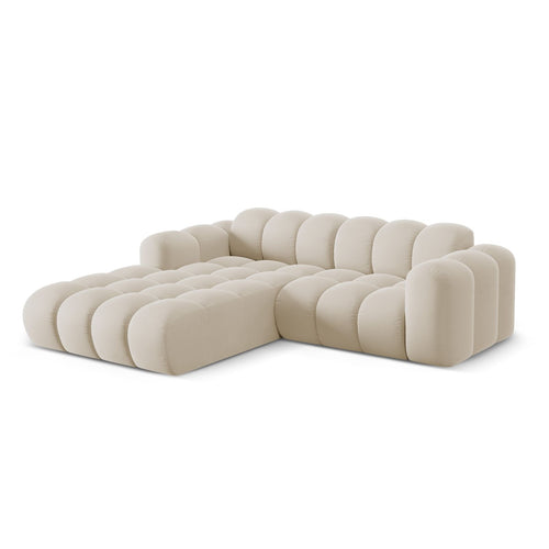 Cosmopolitan Design - Linker hoekbank Treno 3-zits, flueel donkerbeige - 184x240x70cm