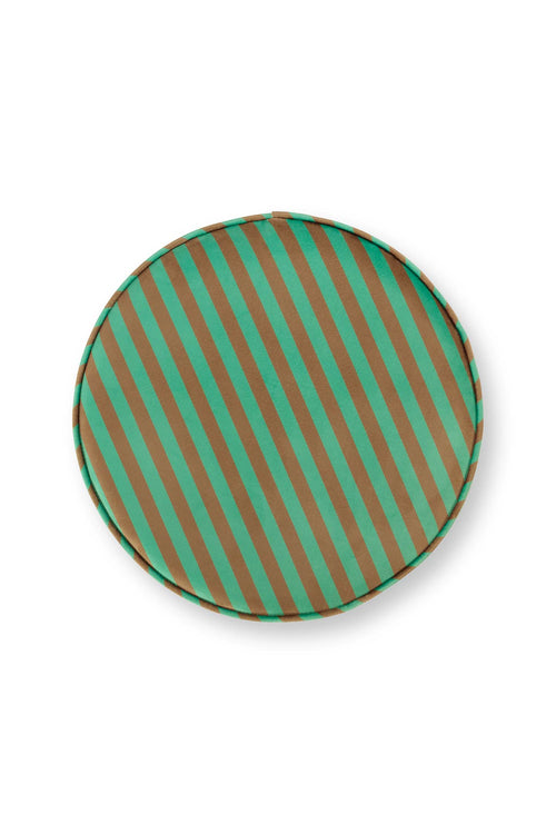 Pip Studio Poef Block Stripe Groen Fluweel 40 x 40 x 45 cm