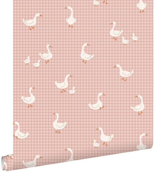 ESTAhome behang schattige ganzen roze - 50 x 900 cm - 132186