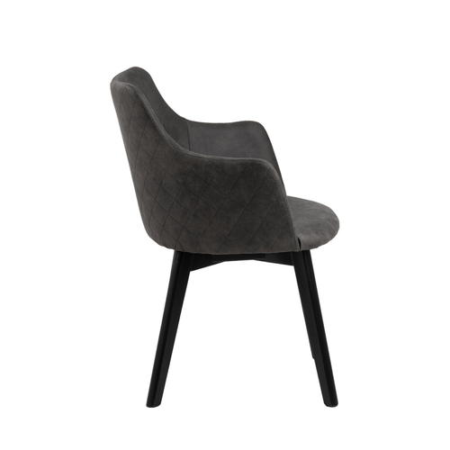 BRAM Eetkamerstoel Vanua - Set Van 2 - Antraciet Met Mat Zwarte Poten - vtwonen shop