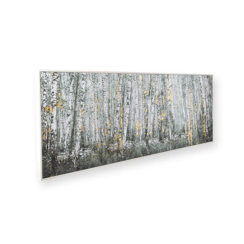 Art for the Home Canvas met handgeschilderde details - Birch woodland - 40x100cm - Bruin