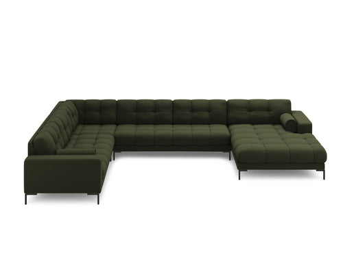 Cosmopolitan Design Panoramische hoekbank links Bali 7-zits, structurele stof, groente - 256x327x75cm