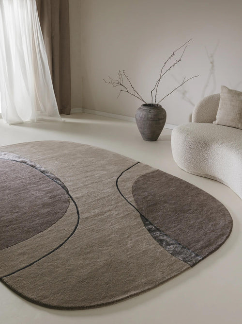 benuta wollen vloerkleed Shape - taupe - 200x300 cm