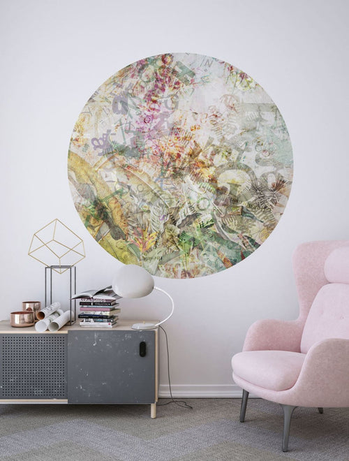 Sanders & Sanders zelfklevende behangcirkel bladeren multicolor - Ø 125 cm - 611796