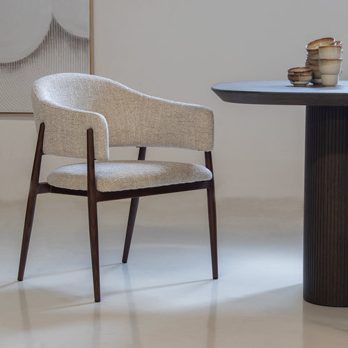 DÉJA Living Eetkamerstoel Dénia - Taupe/Walnoot - Zithoogte 48cm - Set van 2 - vtwonen shop