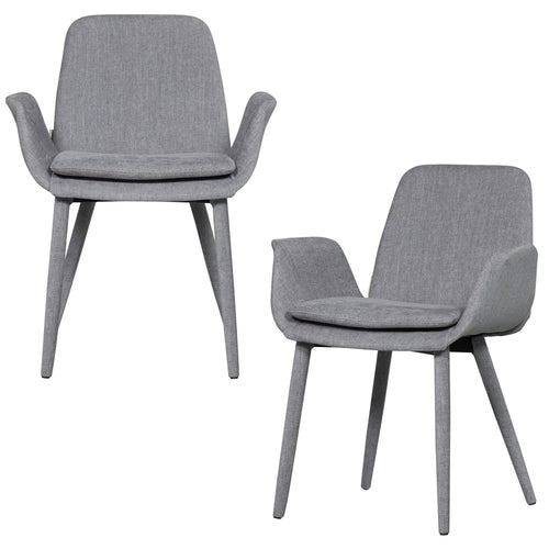 vtwonen eetkamerstoelen Curve - Polyester - Grijs - Set van 2 - vtwonen shop