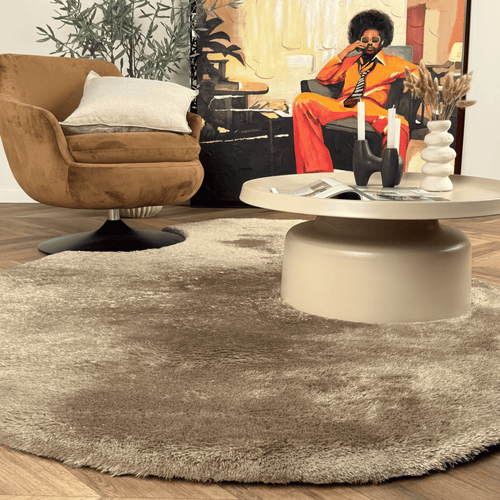 Organisch hoogpolig vloerkleed Odelia bruin/taupe - Interieur05 - 150 x 80 cm - vtwonen shop