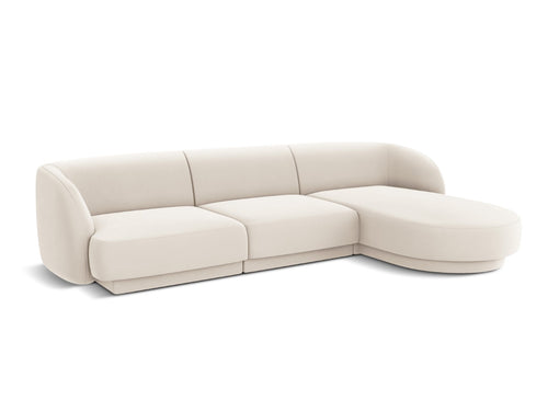 Micadoni rechter hoekbank Miley 4-zits, flueel, lichtbeige - 156x255x70cm