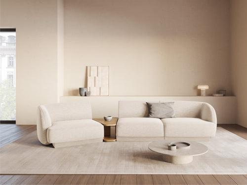 Micadoni linker modulaire bank Miley 3-zits, chenille, lichtbeige - 126x303x70cm