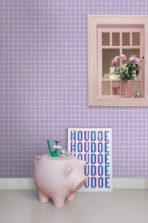 ESTAhome behang geblokt motief lila paars - 50 x 900 cm - 131271 - vtwonen shop