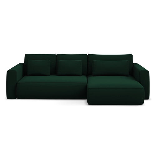 LaMiaSofa hoekbank rechts Perugia - velours - flessengroen - 278x149x82
