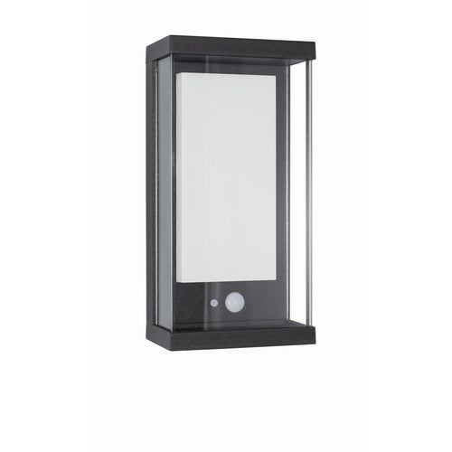 Merano Brandon Buiten Bewegingssensor Wandlamp Antraciet Aluminium Glas, LED 1.5W 152Lm 3000K IP65 Solar / Geschakeld
