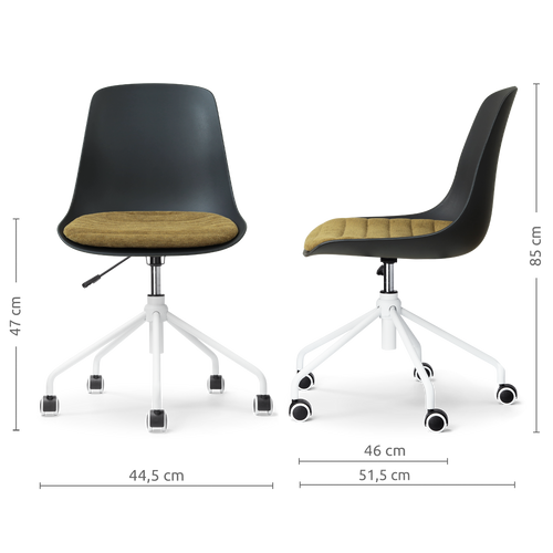 Nolon Nout-Liv eetkamerstoel zwart met mosgroen zitkussen - wit onderstel - vtwonen shop