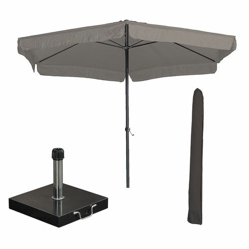 Garden Impressions stokparasol Delta taupe Ø300 cm met 40 kg Cosmo voet en hoes