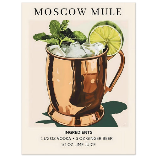 Artfulprints  Moscow Mule cocktail I - Ingrediënten   poster 30x40 cm - vtwonen shop
