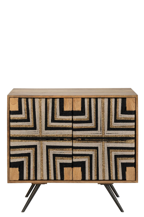 J-Line kast Geweven Draadontwerp - hout - naturel/zwart