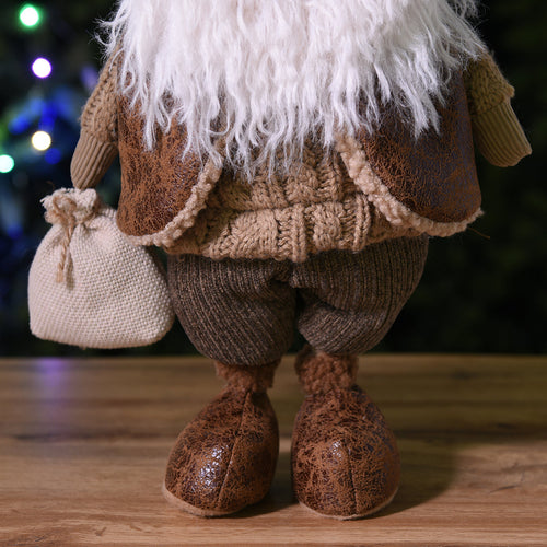 Sia Deco - Kerstman beeldje - Bruin / 60 cm - Bruin - Polyester - H60 - vtwonen shop