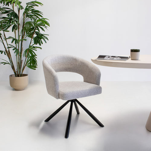 DÉJA Living Eetkamerstoel Elle - Greige Stof - Zithoogte 48cm - Set van 2