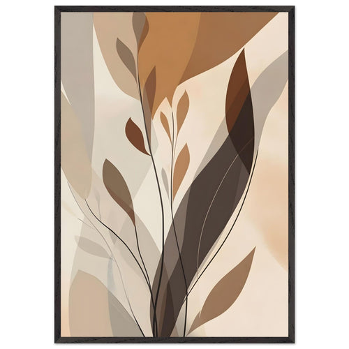 Artfulprints Poster met Lijst Boho – Delicate leaves   - 70x100 cm - Bruin