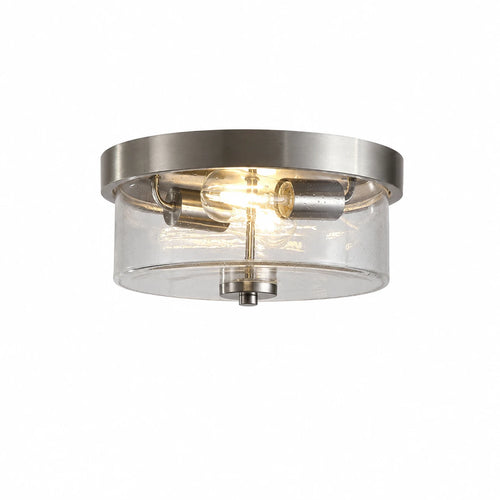 Searchlight plafondlamp Preston - 2 lichts - 33  x 15   cm - mat chroom transparant