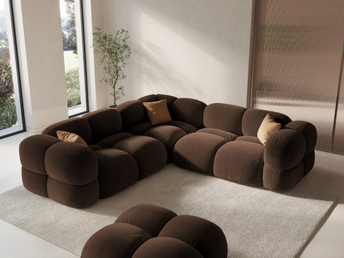 Cosmopolitan Design Hoekbank Loretto 4-zits, flueel chocolade - 250x250x68cm