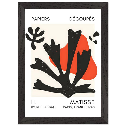 Artfulprints Poster met Lijst Matisse – Abstract bloom black   - A4 21x29.7 cm - Zwart