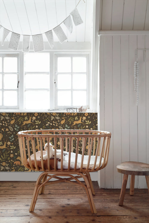 ESTAhome behang bos met bosdieren bruin en beige - 53 cm x 10.05 m - 139526