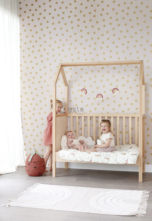 ESTAhome behang stippen zacht roze en goud - 53 cm x 10.05 m - 139244