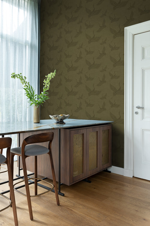 Origin Wallcoverings behang kraanvogels okergeel - 0,53 x 10,05 m - 347758 - vtwonen shop