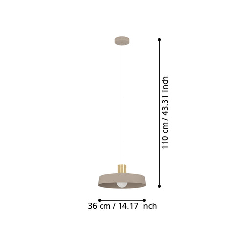 EGLO hanglamp Valdiola - e27 - ø 36 cm - beige/goud - staal