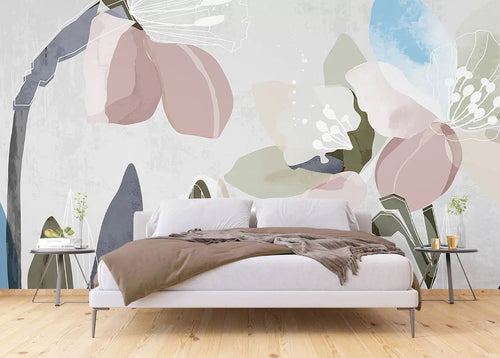 Sanders & Sanders fotobehang bloemmotief roze en grijs - 375 x 270 cm - 601430