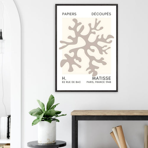 Artfulprints Poster Matisse – Dreamy coral flower grey   - 50x70 cm - Grijs