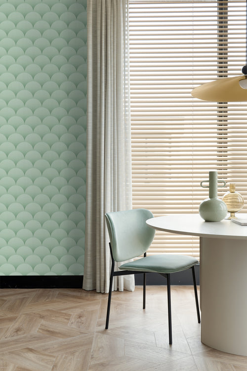 ESTAhome behang art deco motief vergrijsd groen - 50 x 900 cm - 139466