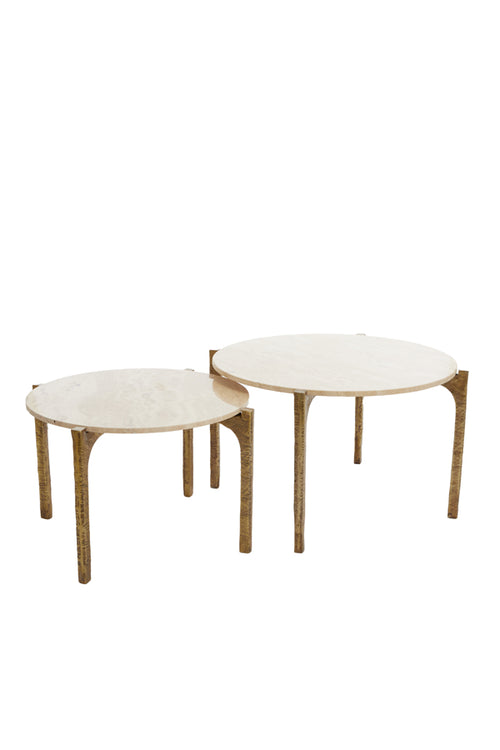 Light & Living salontafel KANAE - Ø76x44cm - bruin - Set van 2