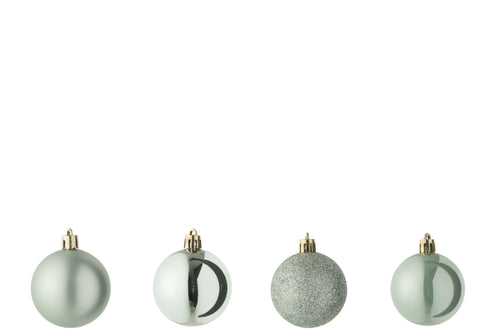 J-Line kerstbal - kunststof - muntgroen - doos van 40