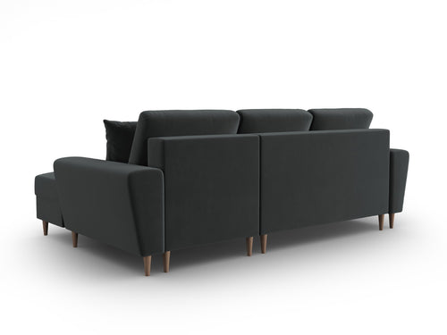 Cosmopolitan Design Converteerbare hoekbank rechts met opbergdoos Kyoto 4-zits, flueel donkergrijs - 145x241x88cm
